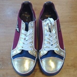 DC Comics Wonder Woman Red and Gold Sneakers with Metallic Toe Caps
